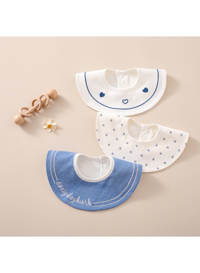 3-Pack Infant Bibs - 360° Rotatable Waterproof Cotton Drool Bibs for Newborns, Anti-Spit Milk Essentials - Image 1