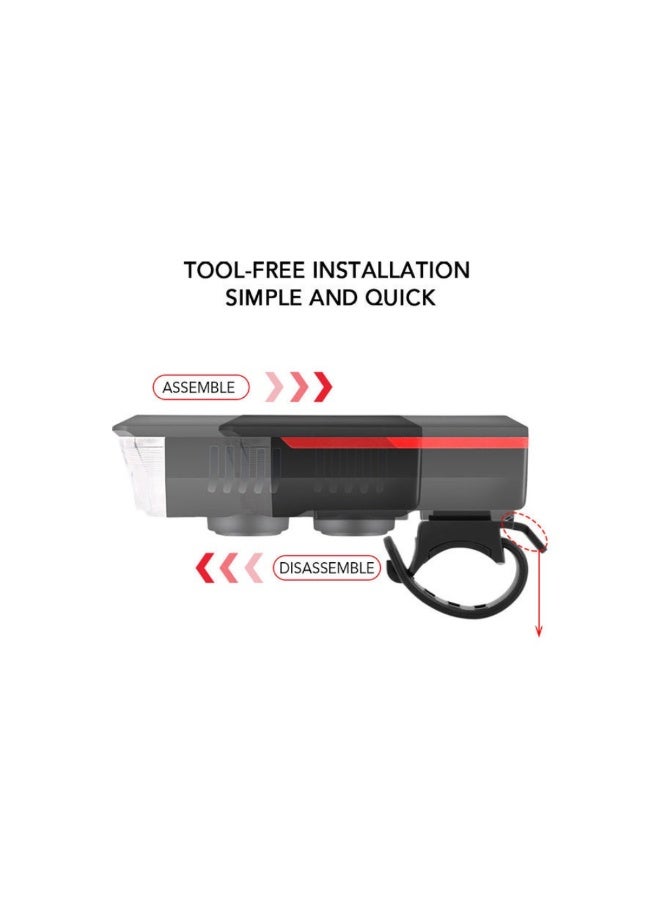 Dreamzon Bike Lights with Phone Holder, LED headlight USB Rechargeable bicycle bracket horn 4 in 1 Bicycle Front Light - Image 3