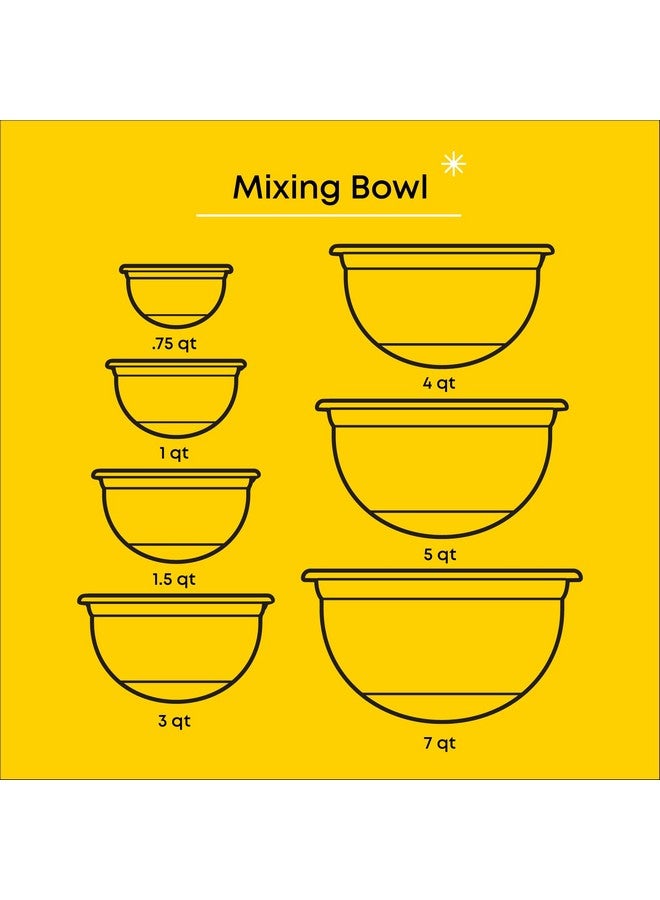 JoyJolt JoyJolt Stainless Steel Mixing Bowls with Airtight Lids, 7 Piece Nesting Bowls Set for Kitchen with Measurement Marks, Non-Slip Bottoms, Cooking, Baking, Prepping, Storage, 7/5/4/3/1.5/1/.75QT, Black  - Image 2