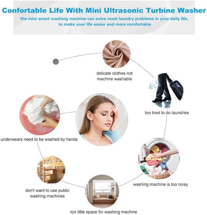 Orlenic Portable Mini Washing Machine with Ultrasonic Turbo Cleaning, USB Powered Foldable Washer for Travel, Dorms, Apartments, Baby Clothes, Underwear, Fruits & Vegetables – Compact 1kg Capacity - Image 5