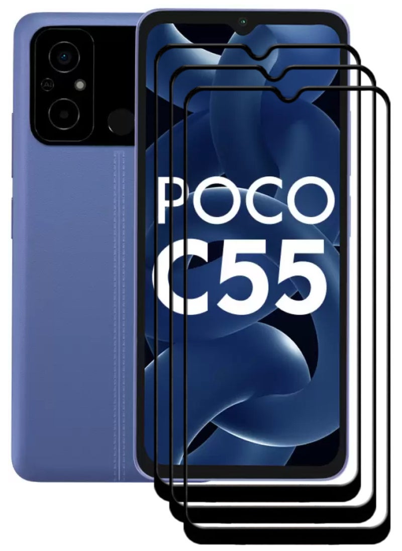 ACLIX 4 Pieces Antistatic ESD Dustproof Premium Quality High Definition Tempered Glass Screen Protector Designed For Xiaomi Poco C55 - Image 1