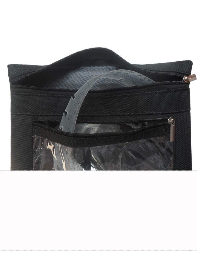 Enyuwlcm 3 Ring Binder Pencil Pouch with Durable Zipper Binder Pencil Case with Clear Window 2 Pocket Black Canvas 2 Pack - Image 5