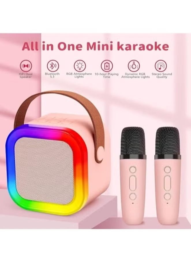 JAJEEK Karaoke Machine for Kids & Adults – Mini Portable Bluetooth Karaoke Speaker with 2 Wireless Microphones, Dynamic RGB Lights, Echo Control & Rechargeable Battery – Fun Music Gift for Parties, Home KTV, Travel, Outdoor Singing – Easy to Use & Carry Anywhere  - Image 2