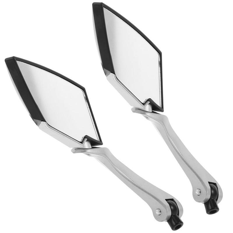 Black Motorcycle Side Mirrors 1 Pair Rear View Compatible With Electric Bike Scooter Handlebar - Image 2