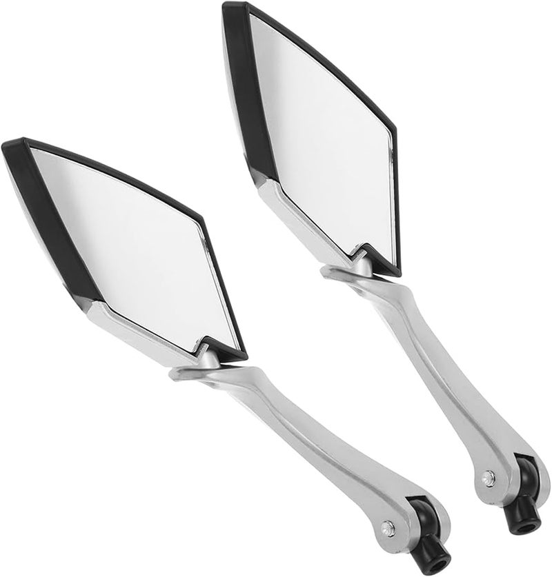 Black Motorcycle Side Mirrors 1 Pair Rear View Compatible With Electric Bike Scooter Handlebar - Image 1