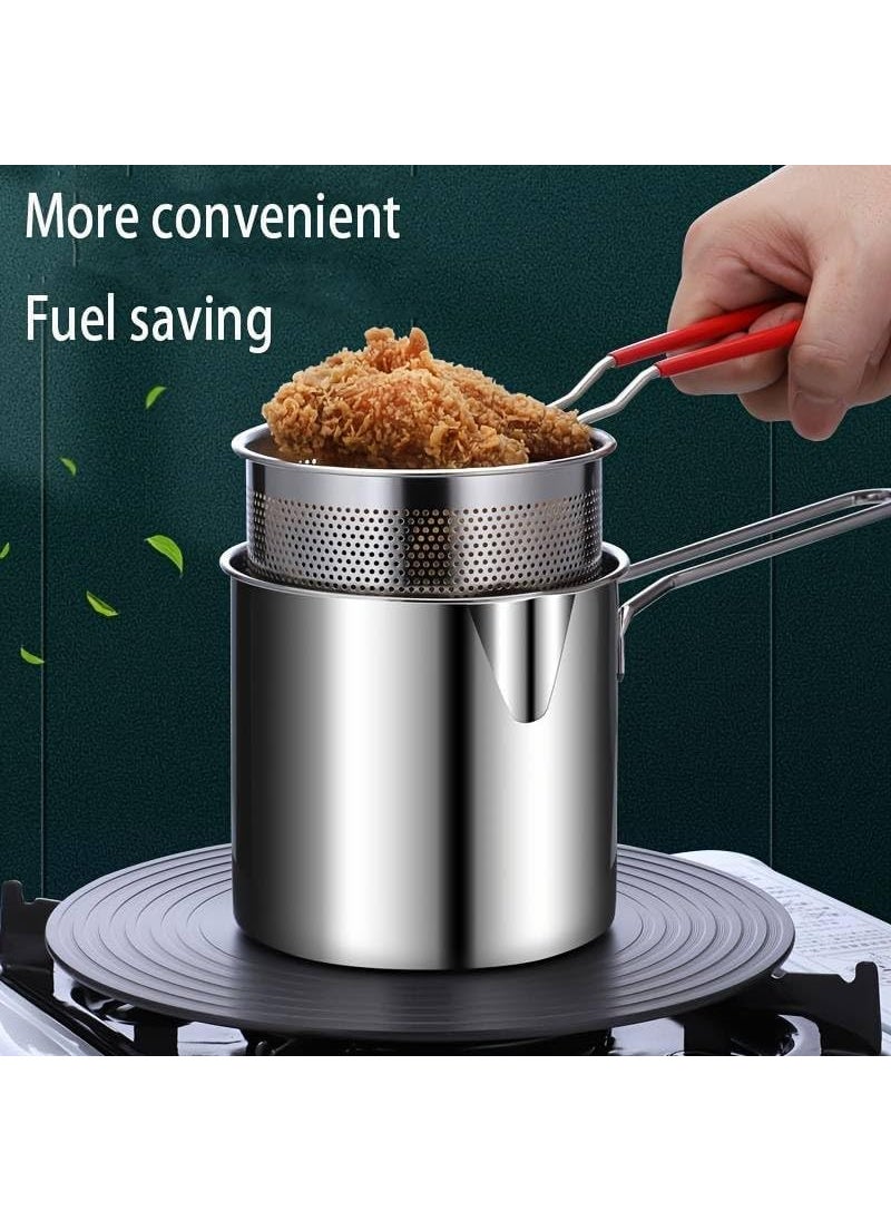 NESTIFY NESTIFY Small Deep Frying Pot with Strainer Basket 1200ml Stainless Steel Pan with Handle Ideal for Frying French FriesChicken WingsShrimpFishBoiling ButterSauceGraviesPastaPack of 1  - Image 2