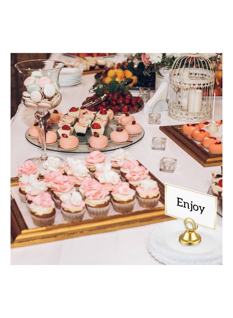 12Pcs Gold Table Number Holders Wire Picture Holder Small Size Card Tabletop Metal Place Reserved for Centerpieces Wedding Reception Party Birthday 3x4cm - Image 2