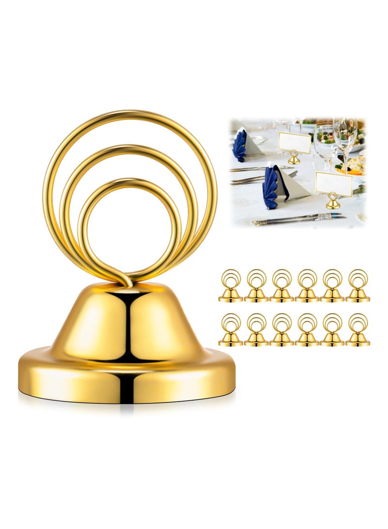 12Pcs Gold Table Number Holders Wire Picture Holder Small Size Card Tabletop Metal Place Reserved for Centerpieces Wedding Reception Party Birthday 3x4cm - Image 1