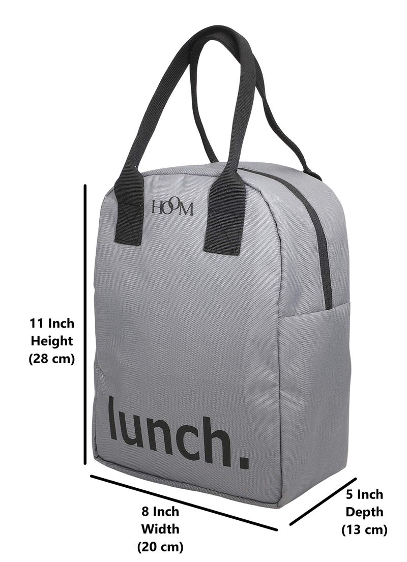 HOOM Insulated Lunch Bag for Office Men, Women and Kids, Leak Proof Water Resistant Polyester Made Lunch Tiffin Bag with Quotes (Grey Keep Calm It's Lunch Time N3) - Image 4