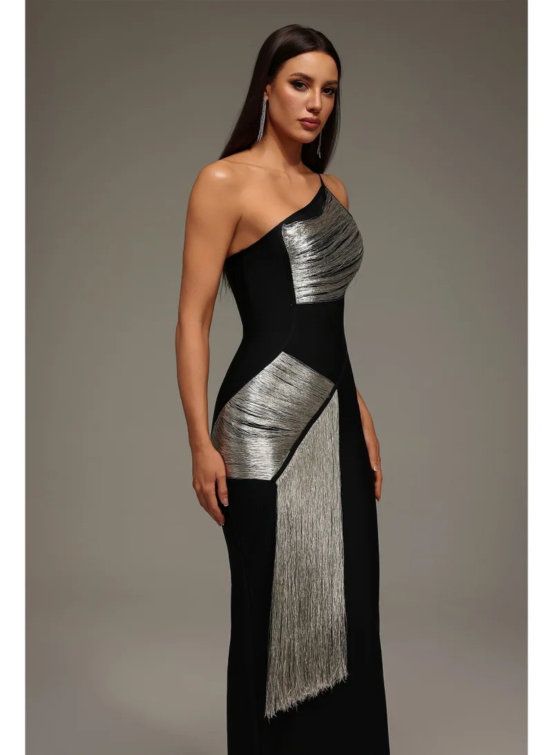 Bella Barnett  Roanna One Shoulder Sleeveless Tassels Bandage Maxi Dress for Women | Best Price UAE