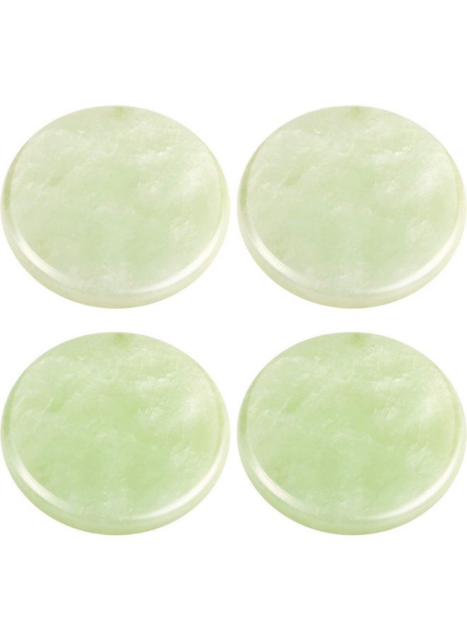 Bememo Eyelash Extension Jade Stone Glue Lashes Jade Stone Adhesive Pallet Fake Eye Lash Holder Base,Fake Eye Lash Makeup Tool 2 Inch (Green/4 Packs)  - Image 1