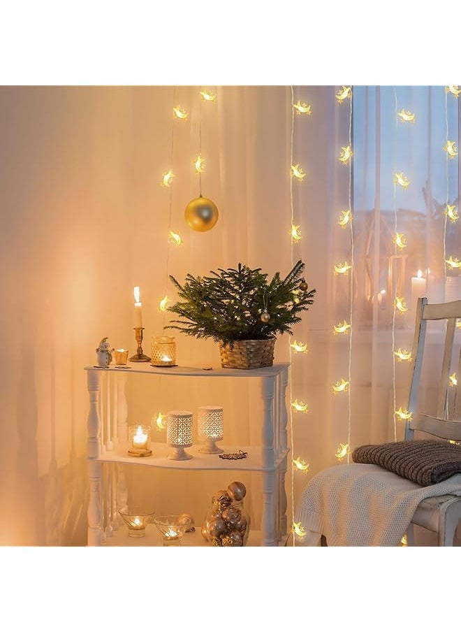 إيروريكس 80 مصباح LED بطول 33 قدمًا على شكل نجمة وقمر - مصابيح زخرفية مثالية للاستخدام الداخلي والخارجي، مصابيح LED خيطية على شكل نجوم وقمر، زينة للعطلات، هدية رمضان  - Image 5