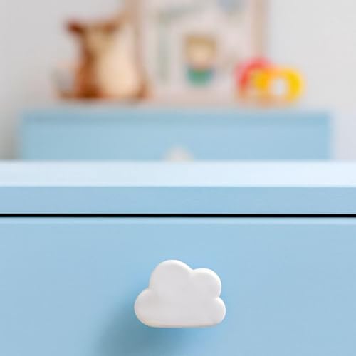 Indian-Shelf IndianShelf 8 Pieces White Cloud Ceramic Drawer Knobs for Kitchen Cabinet Hardware Door Pulls Decorative Dresser Luxurious Handmade - Image 1