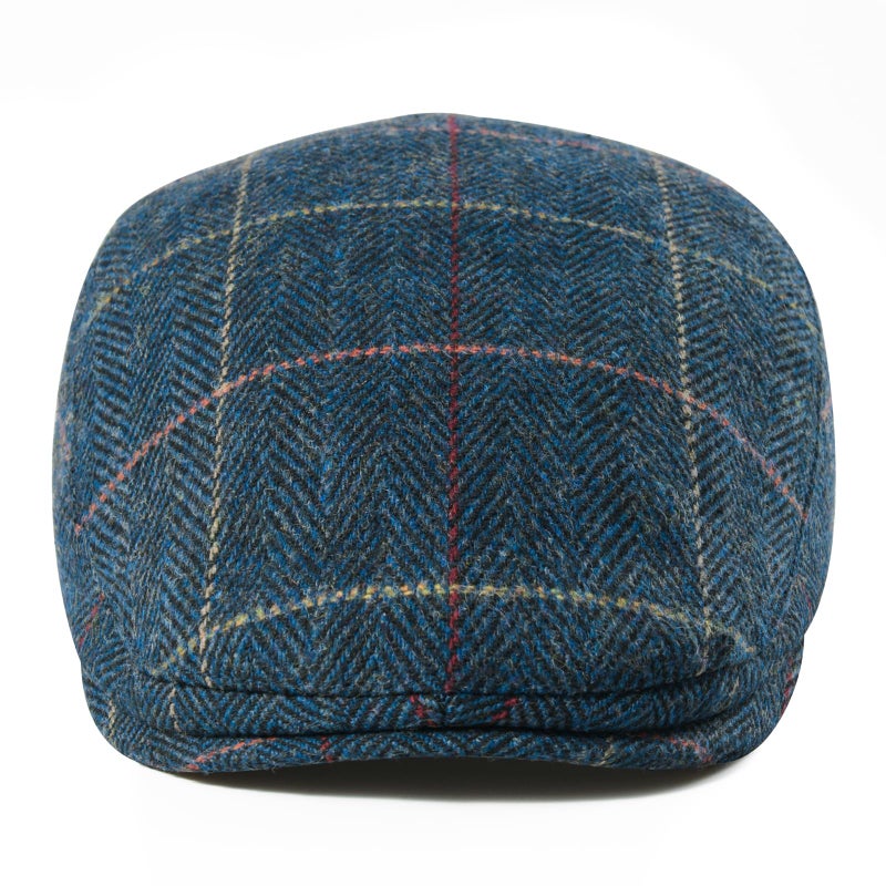 FEINION Men Wool Blend Flat Cap Tweed Newsboy Ivy Hat (Plaid Blue) - Image 3