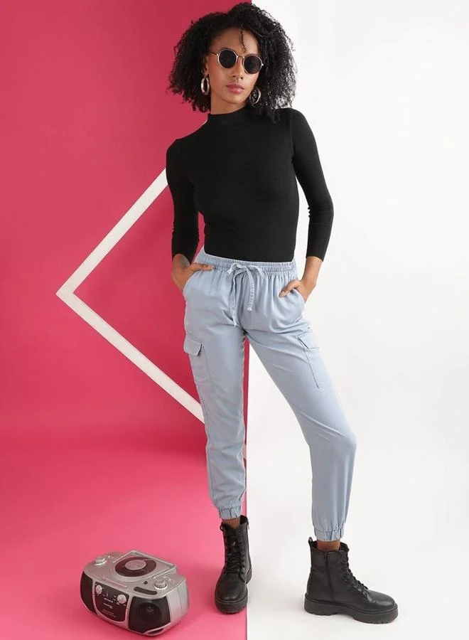 Freehand Freehand Women Blue Regular Fit Solid Denim Joggers