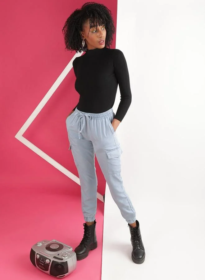 Freehand Freehand Women Blue Regular Fit Solid Denim Joggers