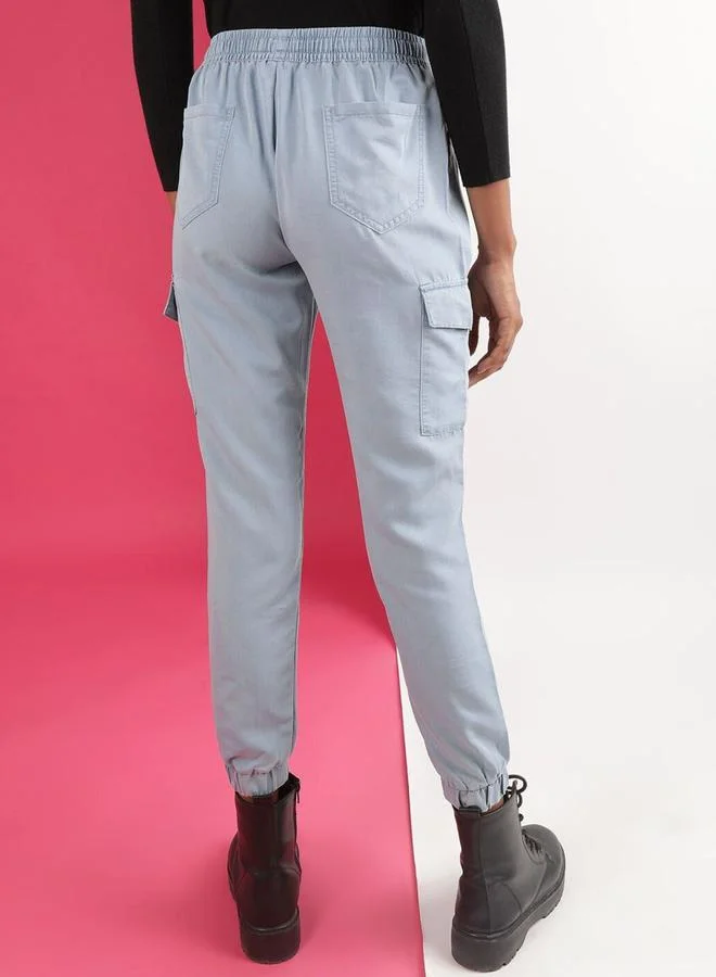 Freehand Freehand Women Blue Regular Fit Solid Denim Joggers