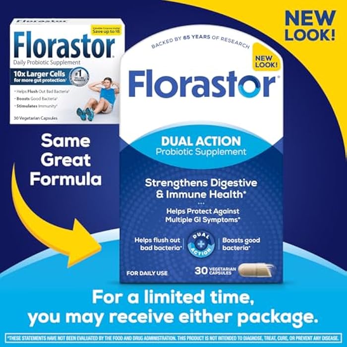 Florastor Probiotics for Digestive and Immune Health, 30 Capsules, Probiotics for Women & Men, Helps Flush Out Bad Bacteria, Boosts The Good with Our Unique Strain Saccharomyces Boulardii - Image 2