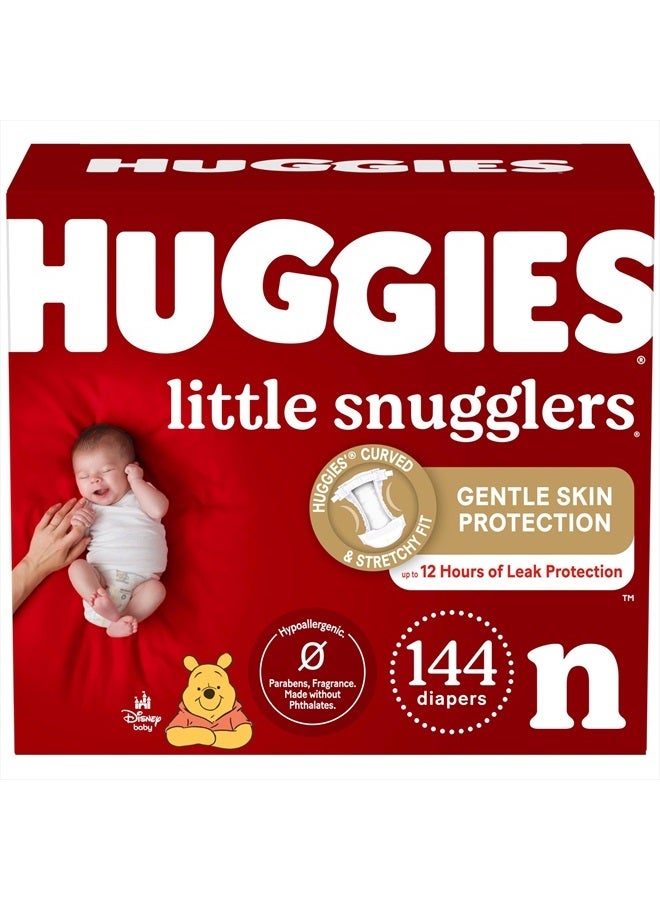 Huggies Newborn Diapers, Little Snugglers Newborn Diapers, Size Newborn (up to 10 lbs), 144 Count