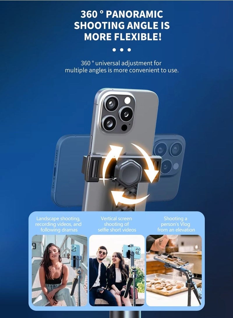 XiuWoo 215cm 3-in-1 Selfie Stick with Four Lights and Dual Mobile Phone Clamp Portable Tripod with Remote Mobile Phone Holder for TikTok, Live Streaming, Vlog Multifunctional Outdoor Travel Stand  - Image 5