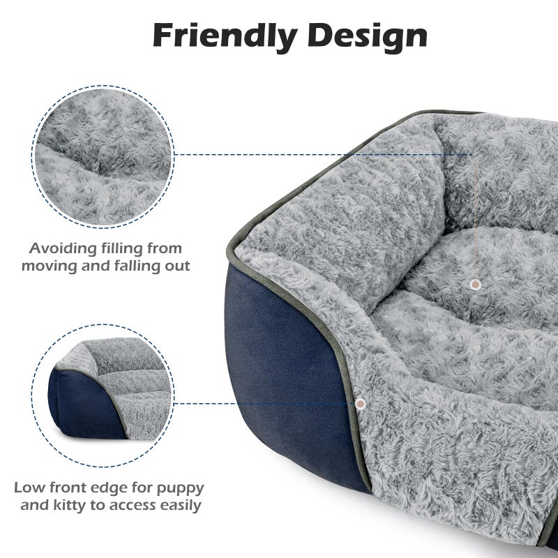 INVENHO Small Dog Bed Rectangle Washable Orthopedic Soft Calming Sleeping Durable Pet Cuddler with Anti-Slip Bottom - Image 5