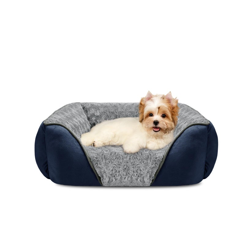INVENHO Small Dog Bed Rectangle Washable Orthopedic Soft Calming Sleeping Durable Pet Cuddler with Anti-Slip Bottom - Image 1