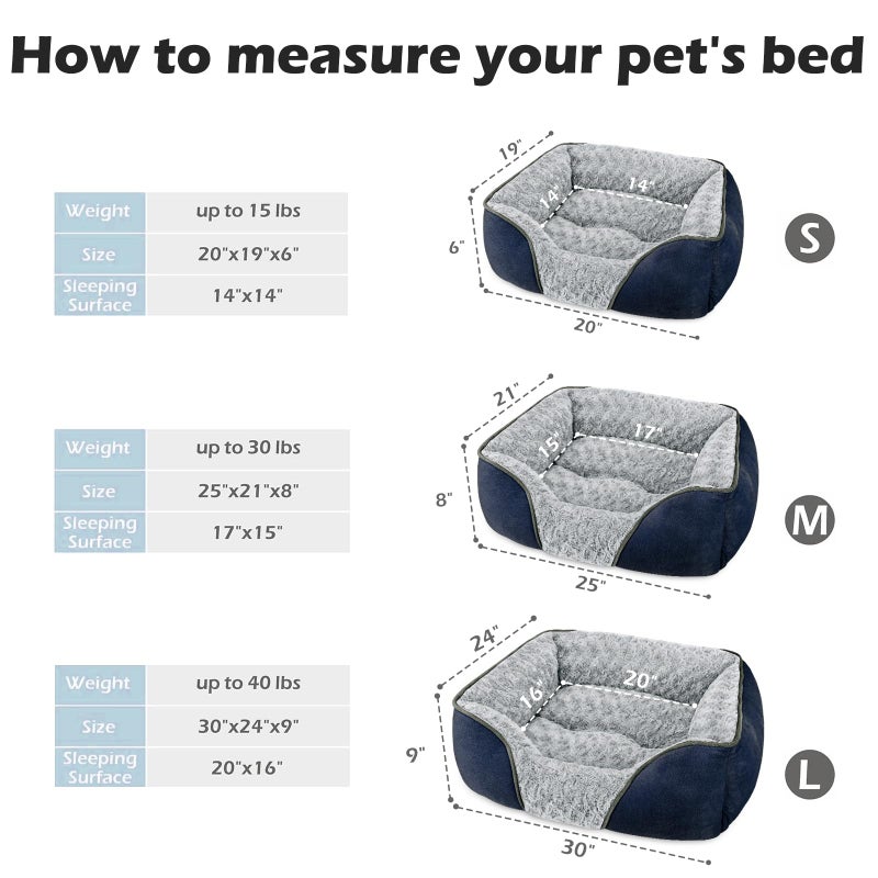 INVENHO Small Dog Bed Rectangle Washable Orthopedic Soft Calming Sleeping Durable Pet Cuddler with Anti-Slip Bottom - Image 3