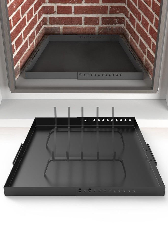 Air Jade Expandable Fireplace Tray, Galvanized Steel Fireplace Ash Tray with Handles for Collecting Ash, Adjustable Up to 31.5" Ember Holder Fireplace Ash Pan, Black, Trapeziform - Image 1