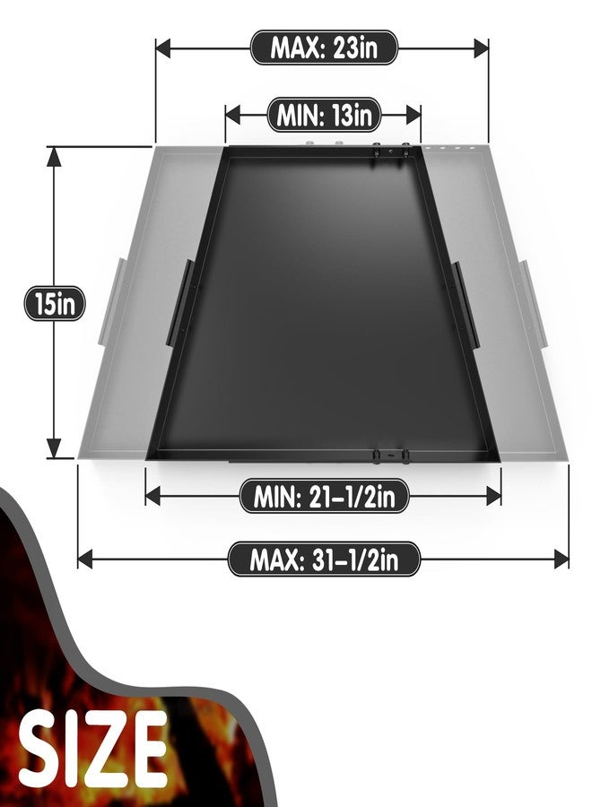 Air Jade Expandable Fireplace Tray, Galvanized Steel Fireplace Ash Tray with Handles for Collecting Ash, Adjustable Up to 31.5" Ember Holder Fireplace Ash Pan, Black, Trapeziform - Image 2