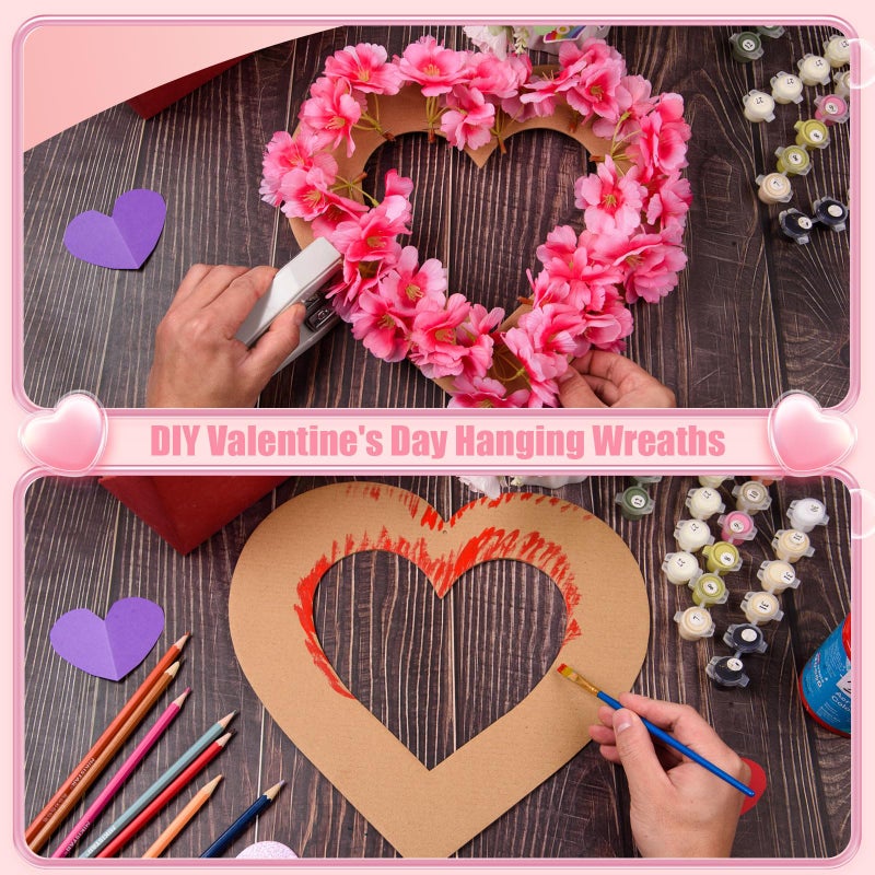 MixTeach 10 Pieces Valentine's Day Hanging Heart Wreaths Paper Large Heart Cardboard Wreath Hanging Ornaments Decorations with Hole Twine for Wedding DIY Craft Festival Valentine's Day Decoration - Image 4