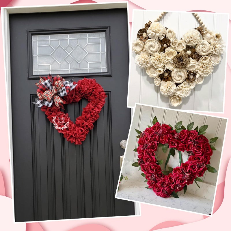 MixTeach 10 Pieces Valentine's Day Hanging Heart Wreaths Paper Large Heart Cardboard Wreath Hanging Ornaments Decorations with Hole Twine for Wedding DIY Craft Festival Valentine's Day Decoration - Image 5