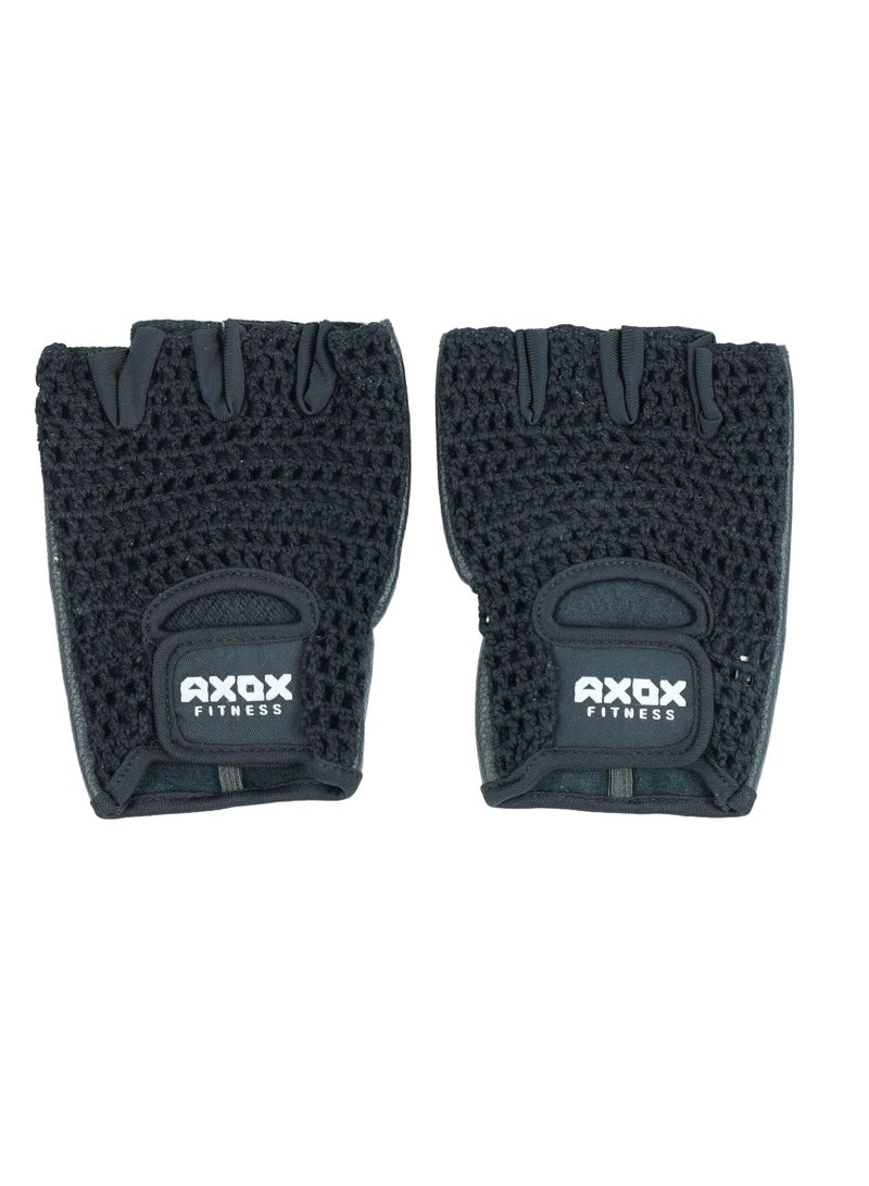 AXOX Fitness Leather Fitness Gloves | Black S Size - Image 1