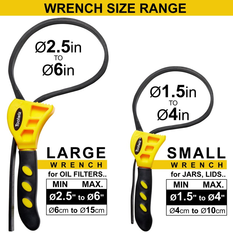Toolwiz Rubber Strap Wrench Set for Pipes Below 6" (150mm) & 4" (100mm) â€“ Reinforced Adjustable Wrench for Plumbing, Jar Opening, and Light DIY Tasks - Image 2
