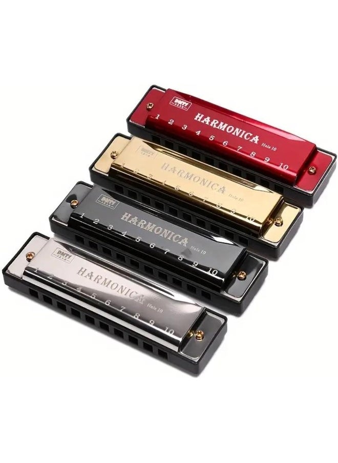 Megarya MegArya 10 Holes Harmonica Musical Instrument Beginner Gift Copper Core Resin Harmonica (Red)  - Image 2