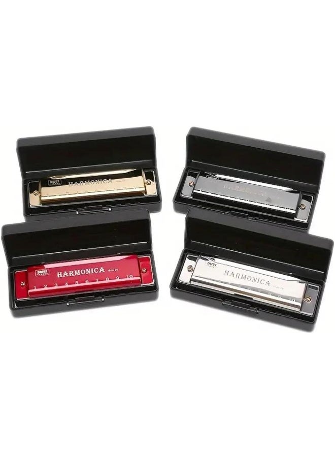 Megarya MegArya 10 Holes Harmonica Musical Instrument Beginner Gift Copper Core Resin Harmonica (Red)  - Image 4