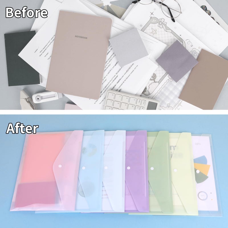 EOOUT 28pcs Plastic Envelopes, Plastic Folders for Documents, Poly Folders with Snap Closure, A4 Size, Letter Size, for School and Office Supplies - Image 5