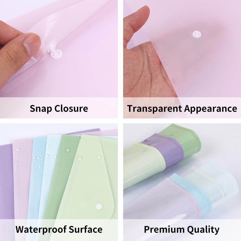 EOOUT 28pcs Plastic Envelopes, Plastic Folders for Documents, Poly Folders with Snap Closure, A4 Size, Letter Size, for School and Office Supplies - Image 4