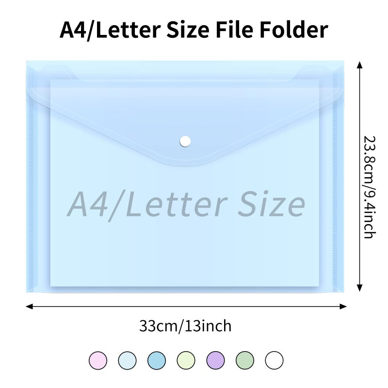 EOOUT 28pcs Plastic Envelopes, Plastic Folders for Documents, Poly Folders with Snap Closure, A4 Size, Letter Size, for School and Office Supplies - Image 2