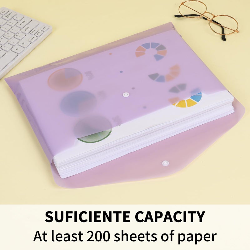 EOOUT 28pcs Plastic Envelopes, Plastic Folders for Documents, Poly Folders with Snap Closure, A4 Size, Letter Size, for School and Office Supplies - Image 3