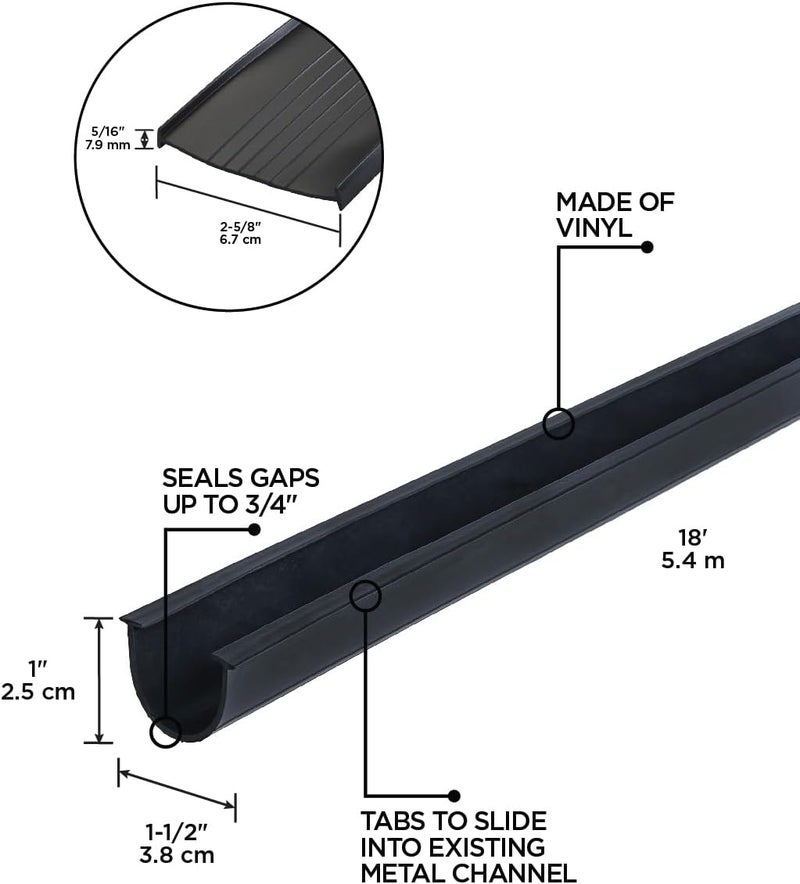 M-D Building Products Black 8462 Vinyl Garage Door Replacement Seal - 18 Feet - Image 2