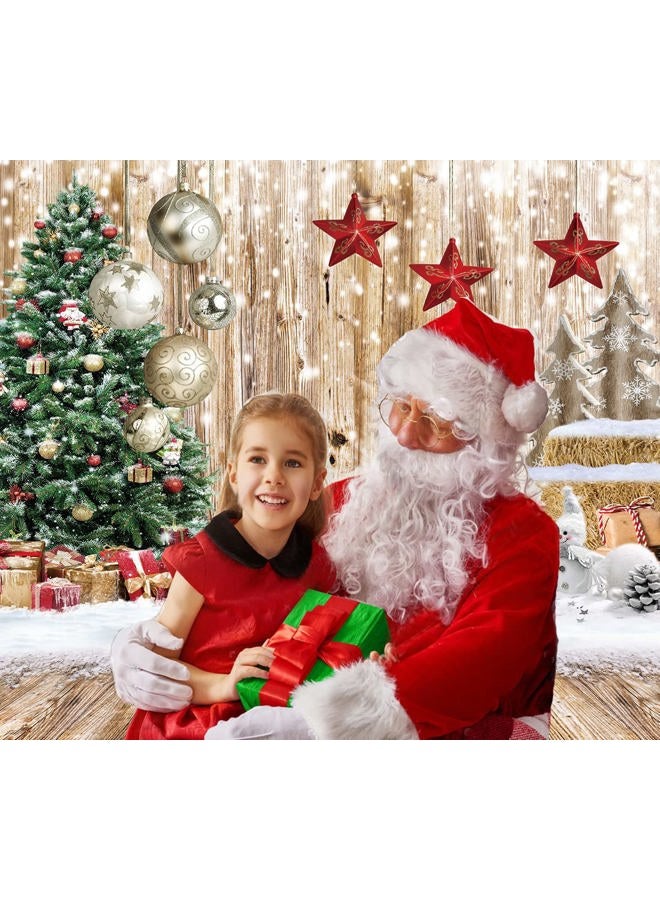 CYLYH 5X7FT Christmas Backdrop Rustic Wood Snow Backdrop Christmas Tree Gifts Background for Christmas Party Decoration Christmas Family Gathering Backdrop D590 - Image 4