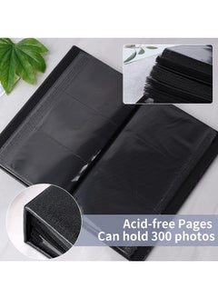 INFOSUN Photo Album 4x6 for 300 Photos Pictures PU Leather Cover Black Inner Page for Wedding Albums Family Photo Book Baby Anniversary Pocket Vacation Birthday  Photo Albums Gift (Black)  - Image 3