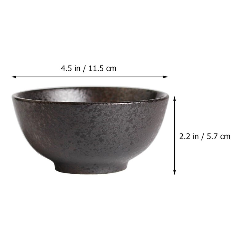 Japanese Style Black Ceramic Rice Bowls Set of 2 Small Stoneware Soup Noodle Bowls - Image 3