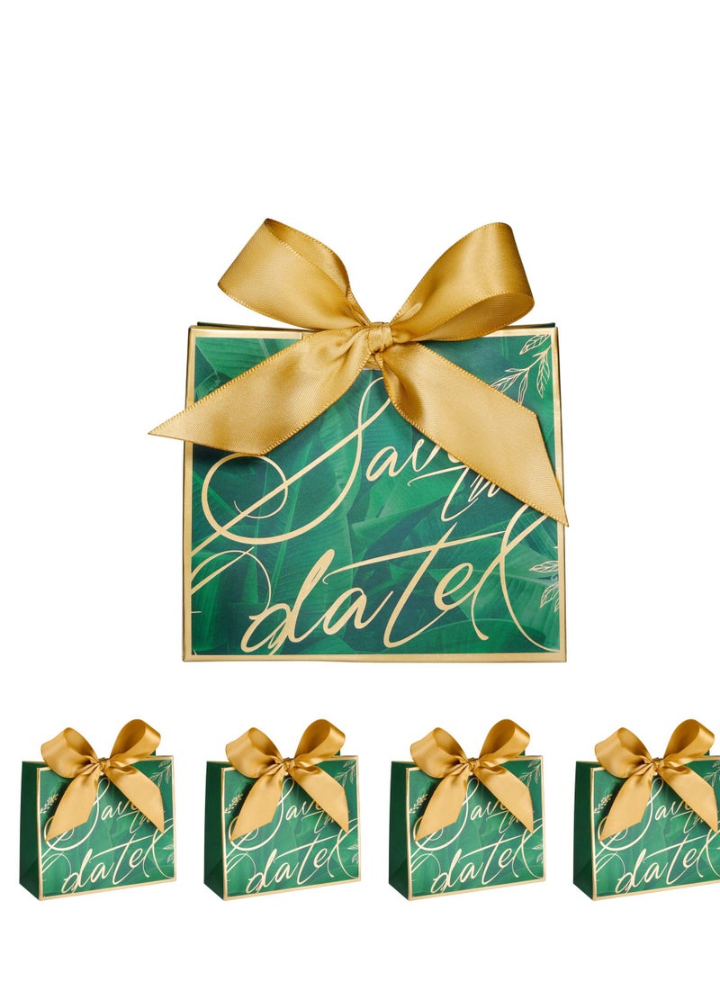 15pcs Green Leaves Wedding Favor Boxes with Ribbons - Perfect for Bridal Showers & Birthday Parties - Image 2