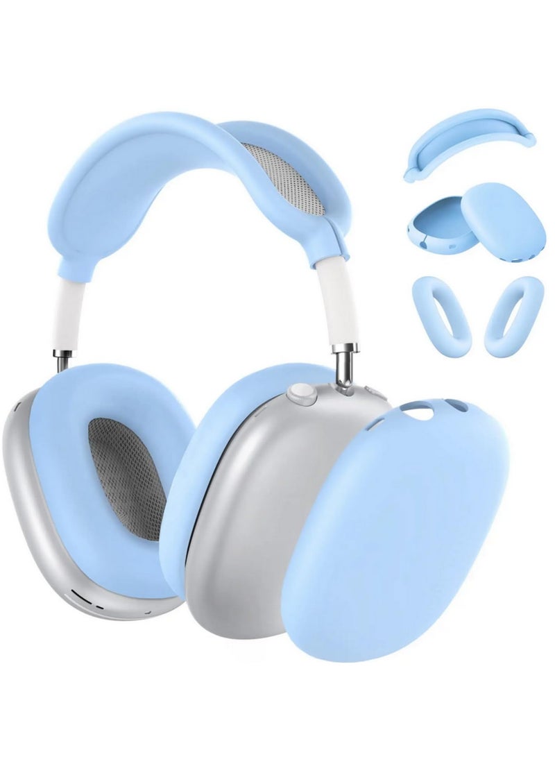 3 in 1 Clear Protective Case Cover for AirPods Max Shockproof Soft TPU Ear Cups Cover + Silicone Ear Pad & Headband Cover Anti-Scratch, Dustproof, Precise Fit for Apple AirPods Max blue - Image 1