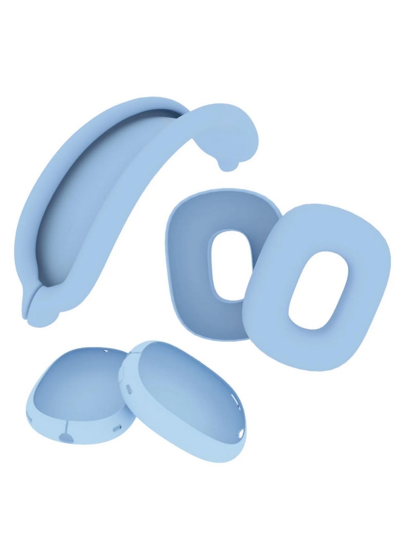 3 in 1 Clear Protective Case Cover for AirPods Max Shockproof Soft TPU Ear Cups Cover + Silicone Ear Pad & Headband Cover Anti-Scratch, Dustproof, Precise Fit for Apple AirPods Max blue - Image 3