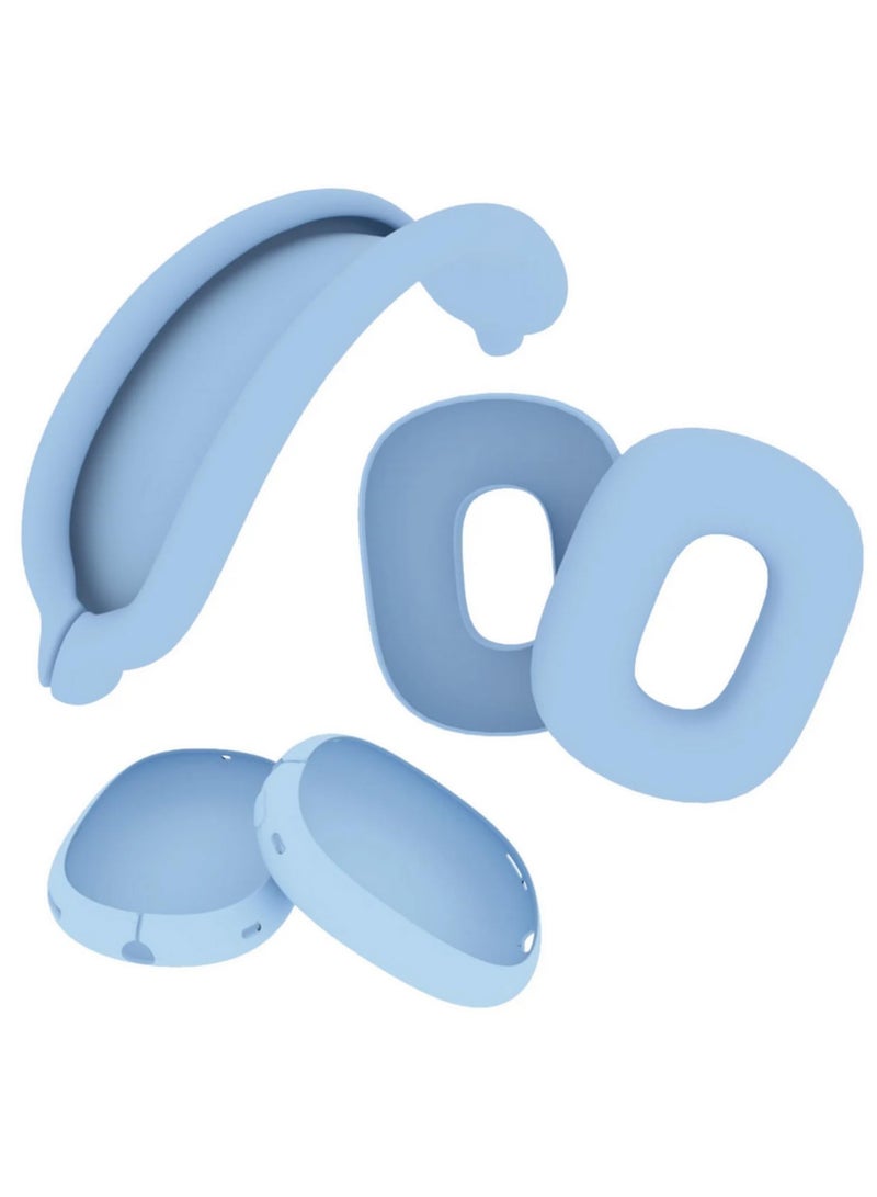 3 in 1 Clear Protective Case Cover for AirPods Max Shockproof Soft TPU Ear Cups Cover + Silicone Ear Pad & Headband Cover Anti-Scratch, Dustproof, Precise Fit for Apple AirPods Max blue - Image 2