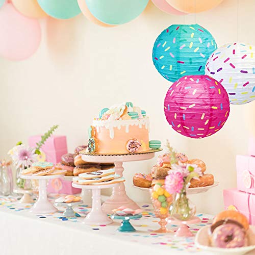 Aulufft Paper Lanterns, Paper Ice Cream Dount Lantern Floating Lanterns Round Donut 6Pcs 12Inch for Party Decorations - Image 4
