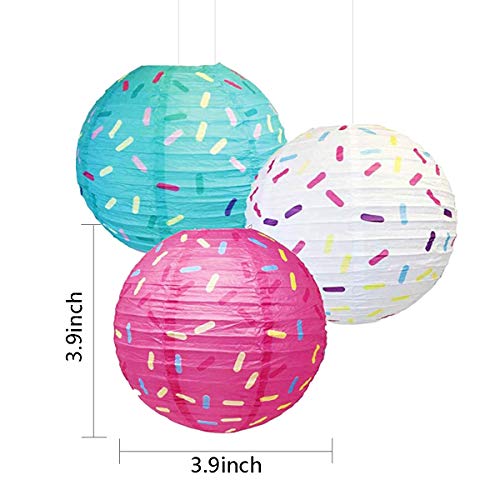 Aulufft Paper Lanterns, Paper Ice Cream Dount Lantern Floating Lanterns Round Donut 6Pcs 12Inch for Party Decorations - Image 2