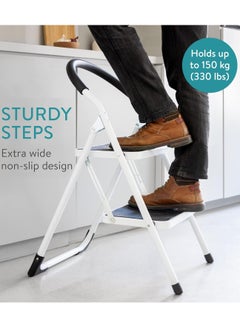 IBAMA 2 Steps Steel Foldable Ladder Household Step - 330lbs Load Capacity  - Image 5
